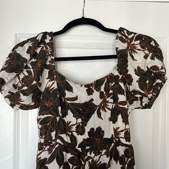 EC Floral Japna Puffed Sleeve A Line Dress Size L - Picture 2 of 5
